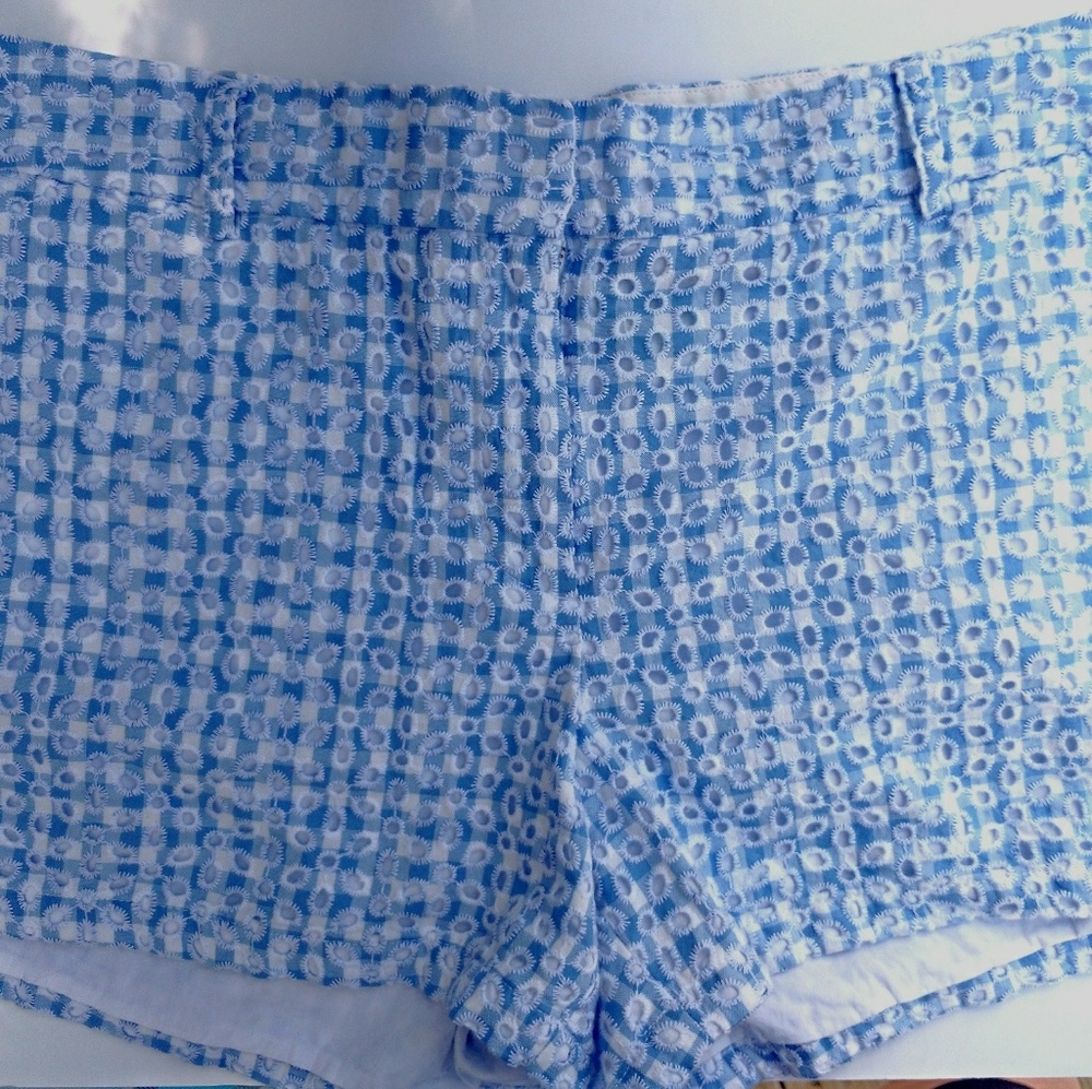 Land's End Blue Gringham Eyelet Shorts
